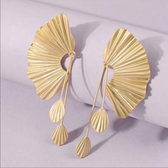 Dangle 18K Gold Earrings New Unique Statement Earrings - Picture 1 of 6